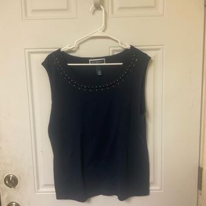 Karen Scott Navy Sleeveless Blouse